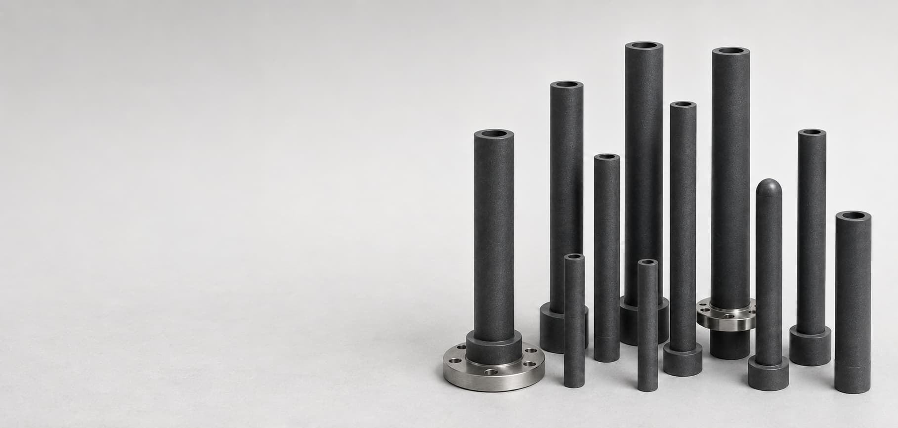 Silicon nitride thermocouple protection tubes in straight, closed-end and flanged configurations