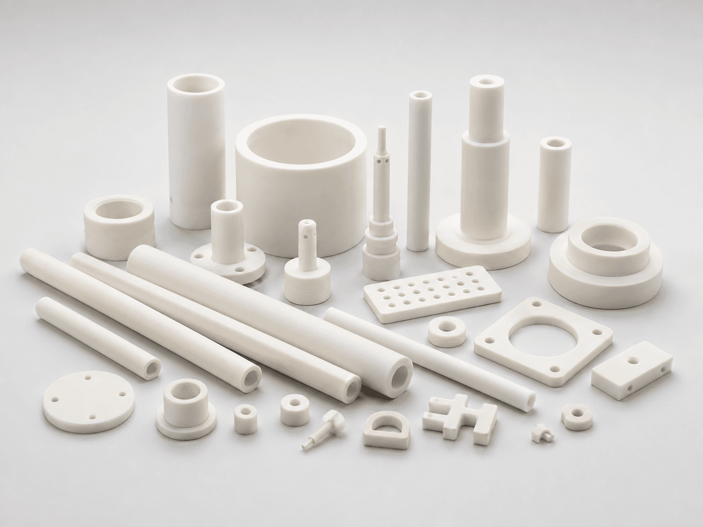 Technical illustration with neutral ceramic component forms