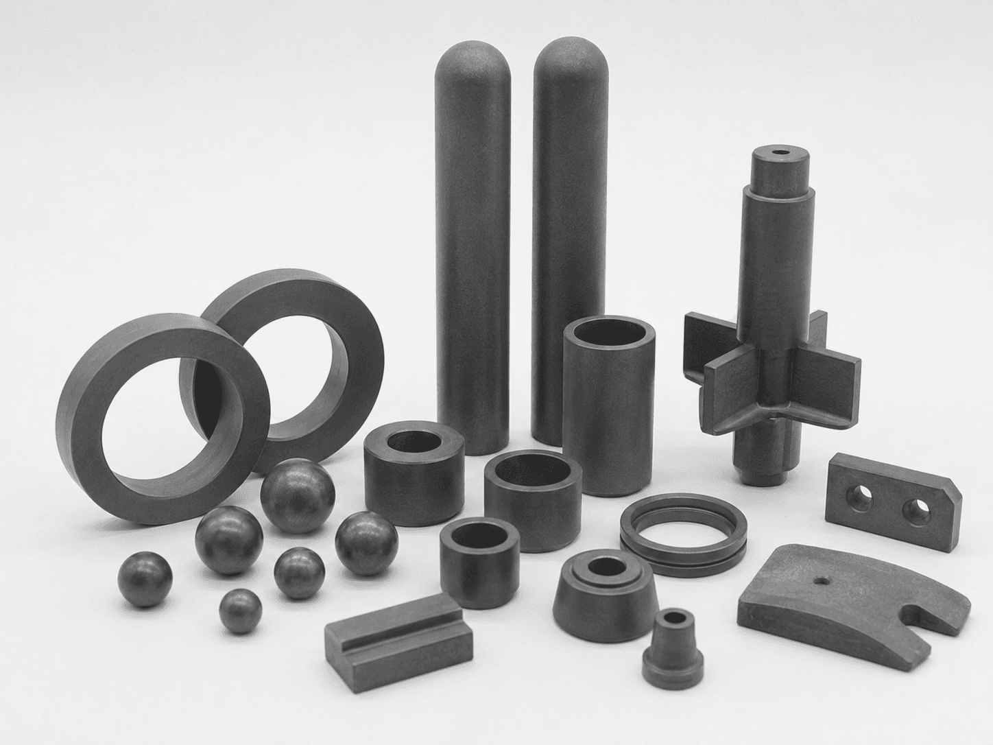 Technical illustration with straight and closed-end ceramic tube forms