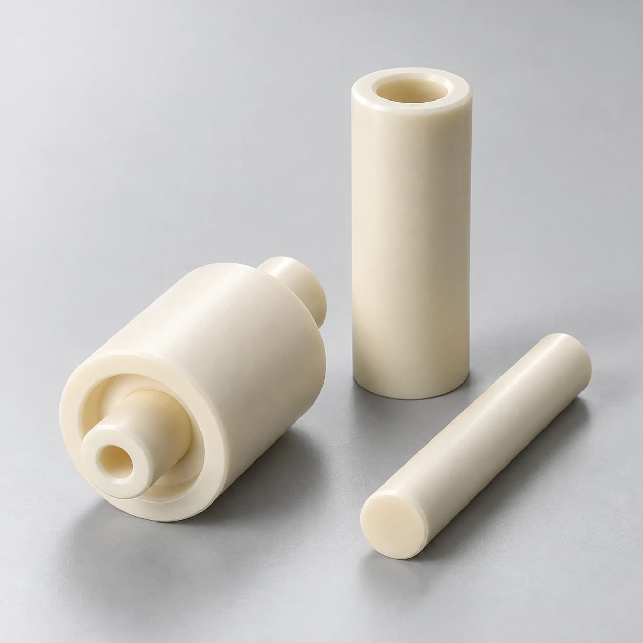 Illustrative ceramic cylinder, piston and coaxial stepped component