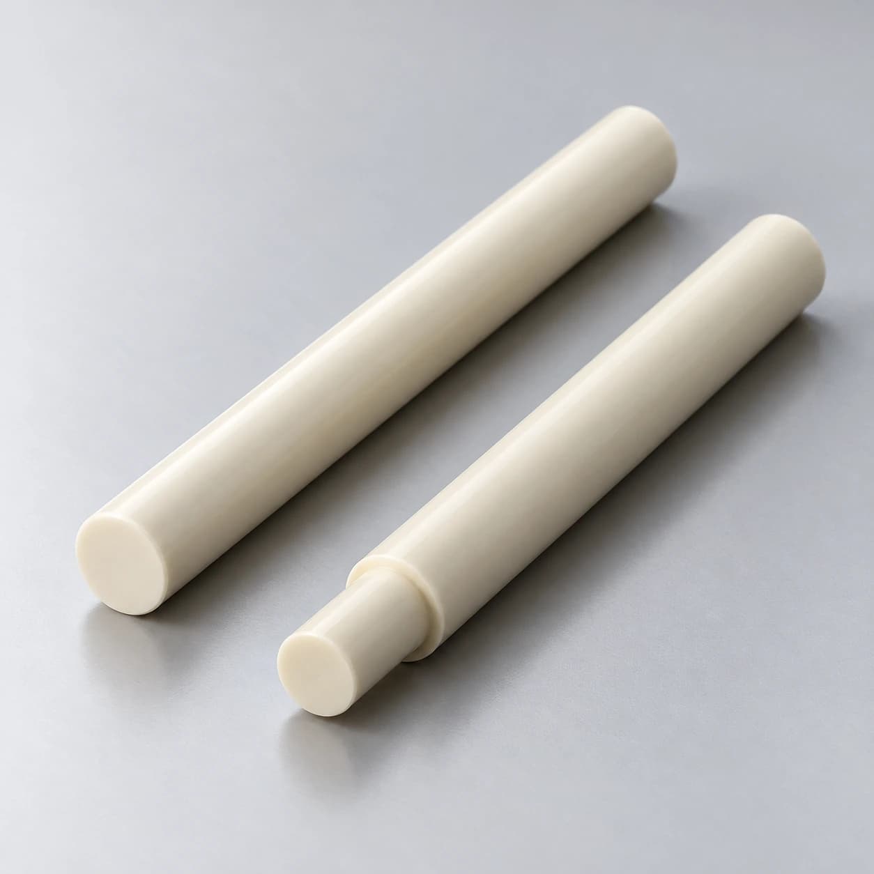 Illustrative ceramic metering plungers with straight and stepped forms