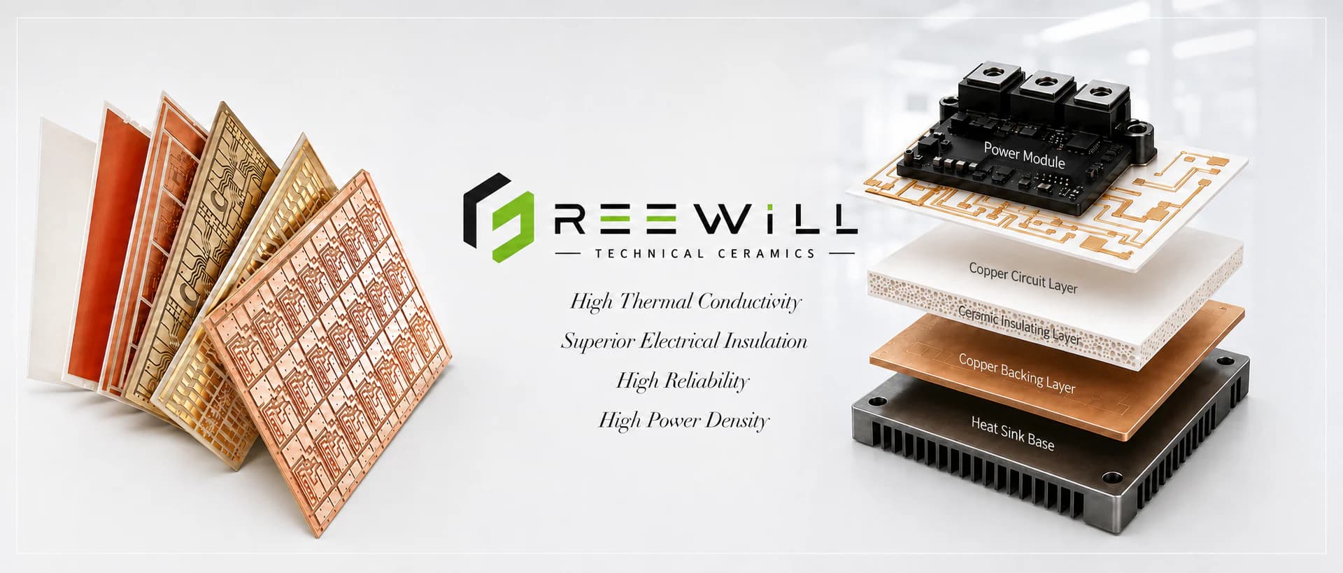 FreeWill Material ceramic substrates and power module thermal-management assembly