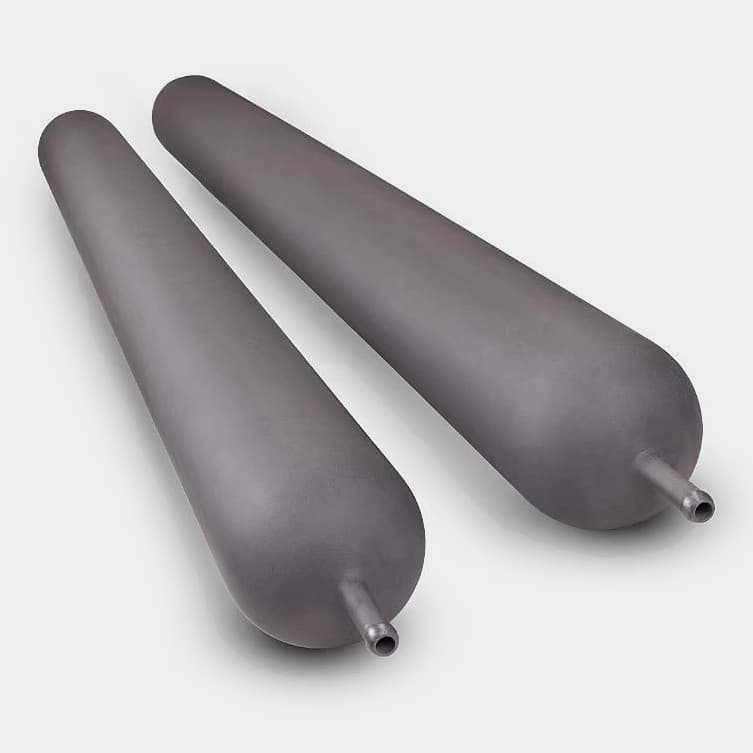 Two owner-photographed silicon carbide furnace tubes with formed ends and small connection openings