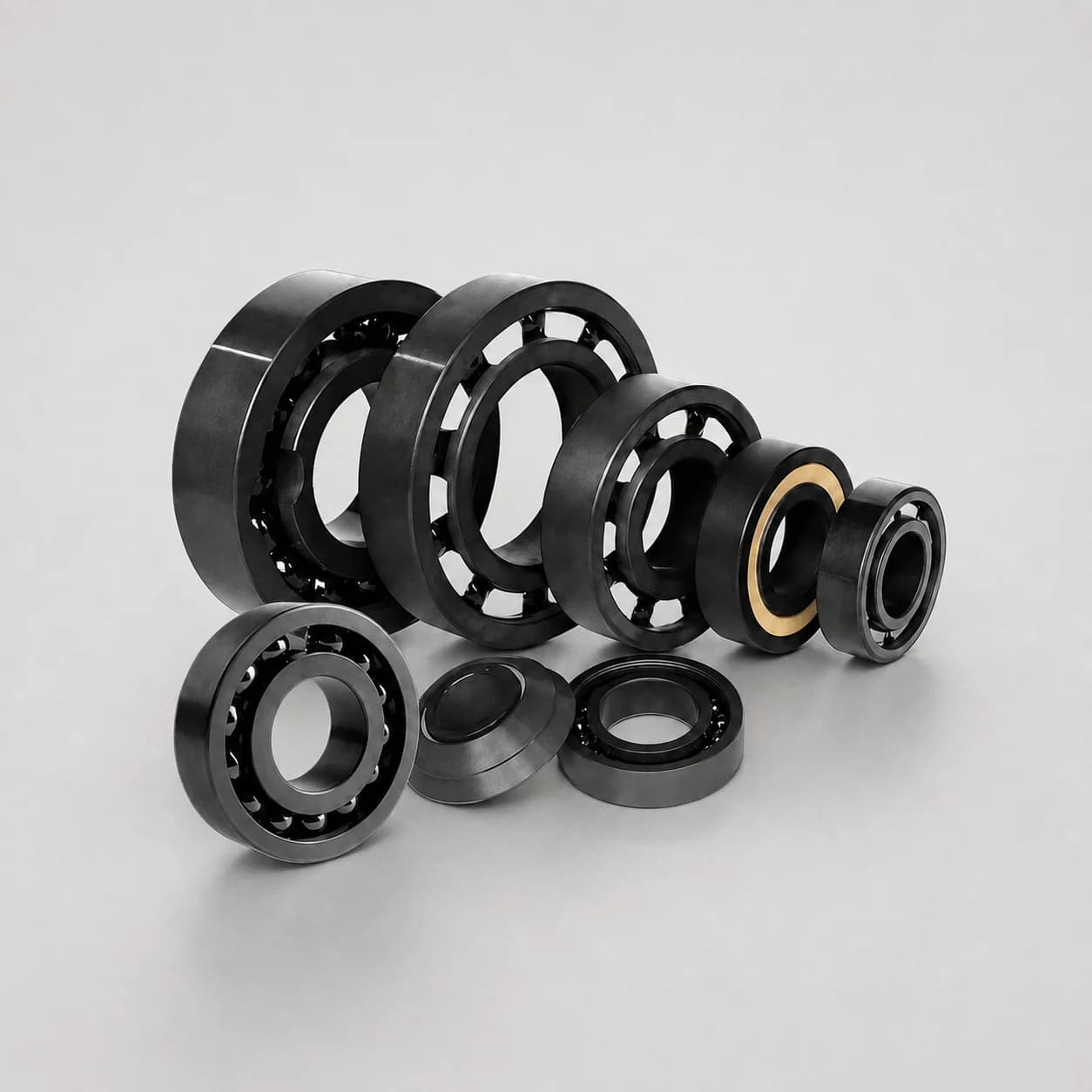 Group of silicon nitride full ceramic and hybrid bearing configurations