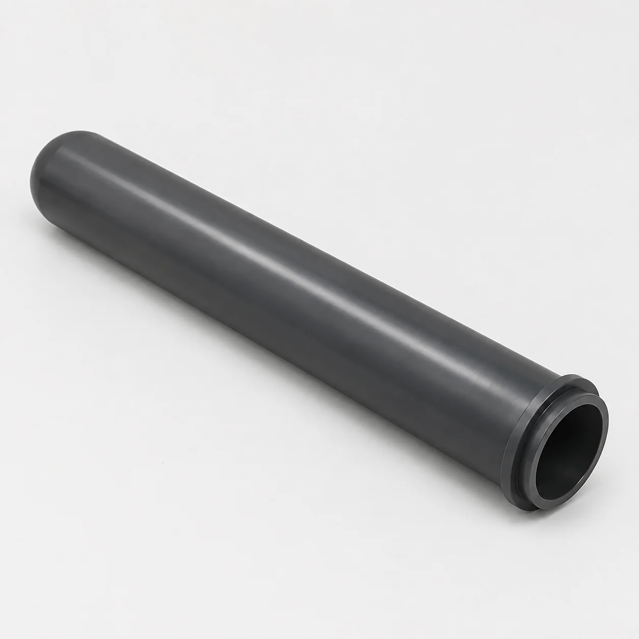 Silicon nitride heater protection tube with closed end and precision mounting interface