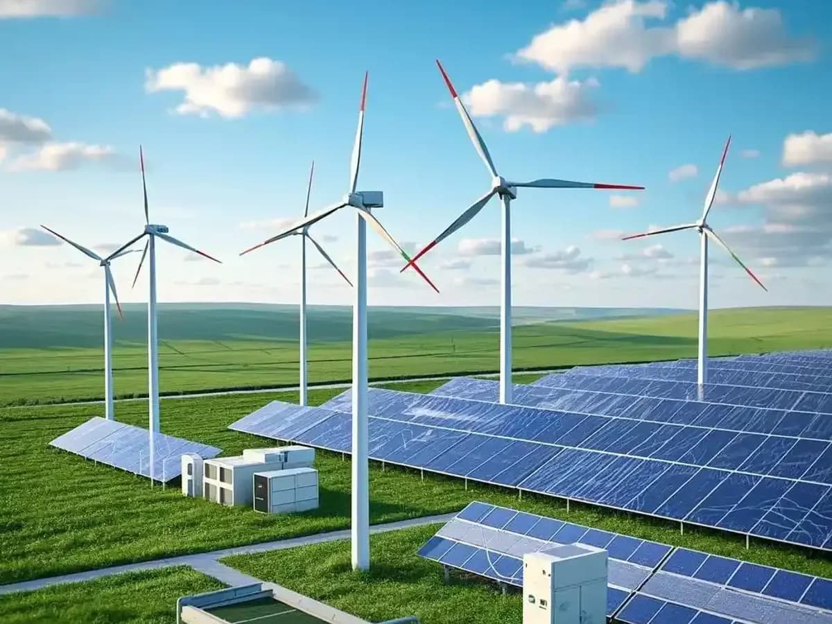 Wind turbines and solar arrays representing energy and power-system applications
