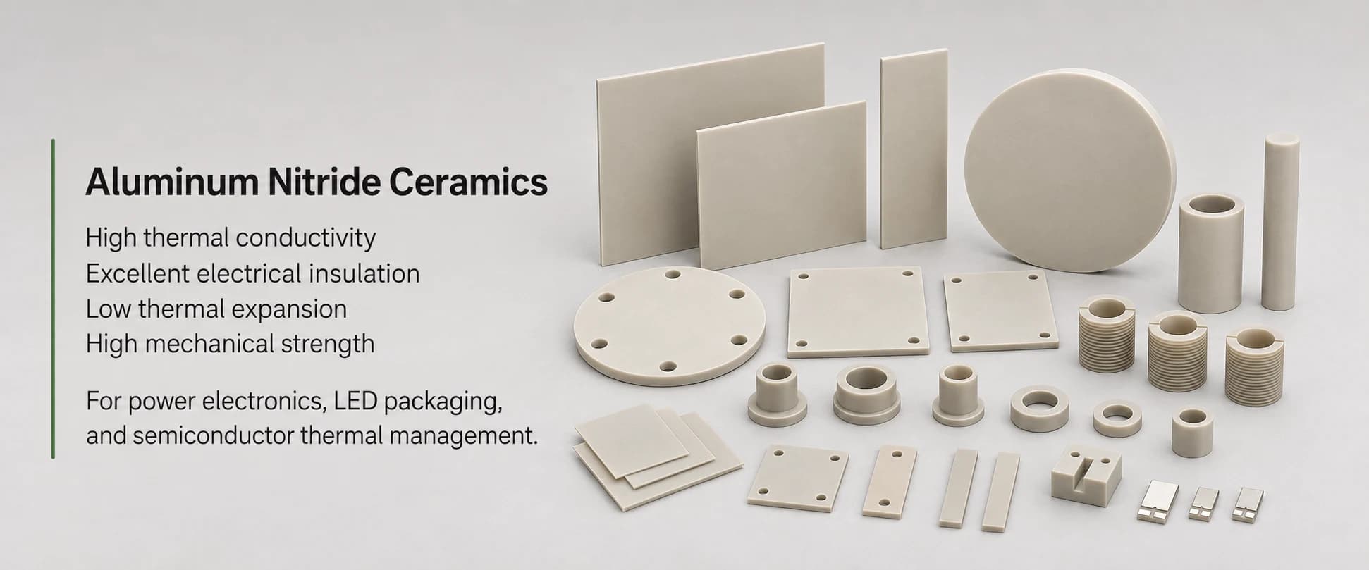 Aluminum nitride substrates, heat spreaders, plates, insulators and electronic components