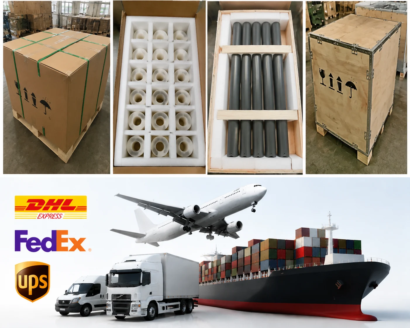 Protective ceramic component packaging and available international shipping methods