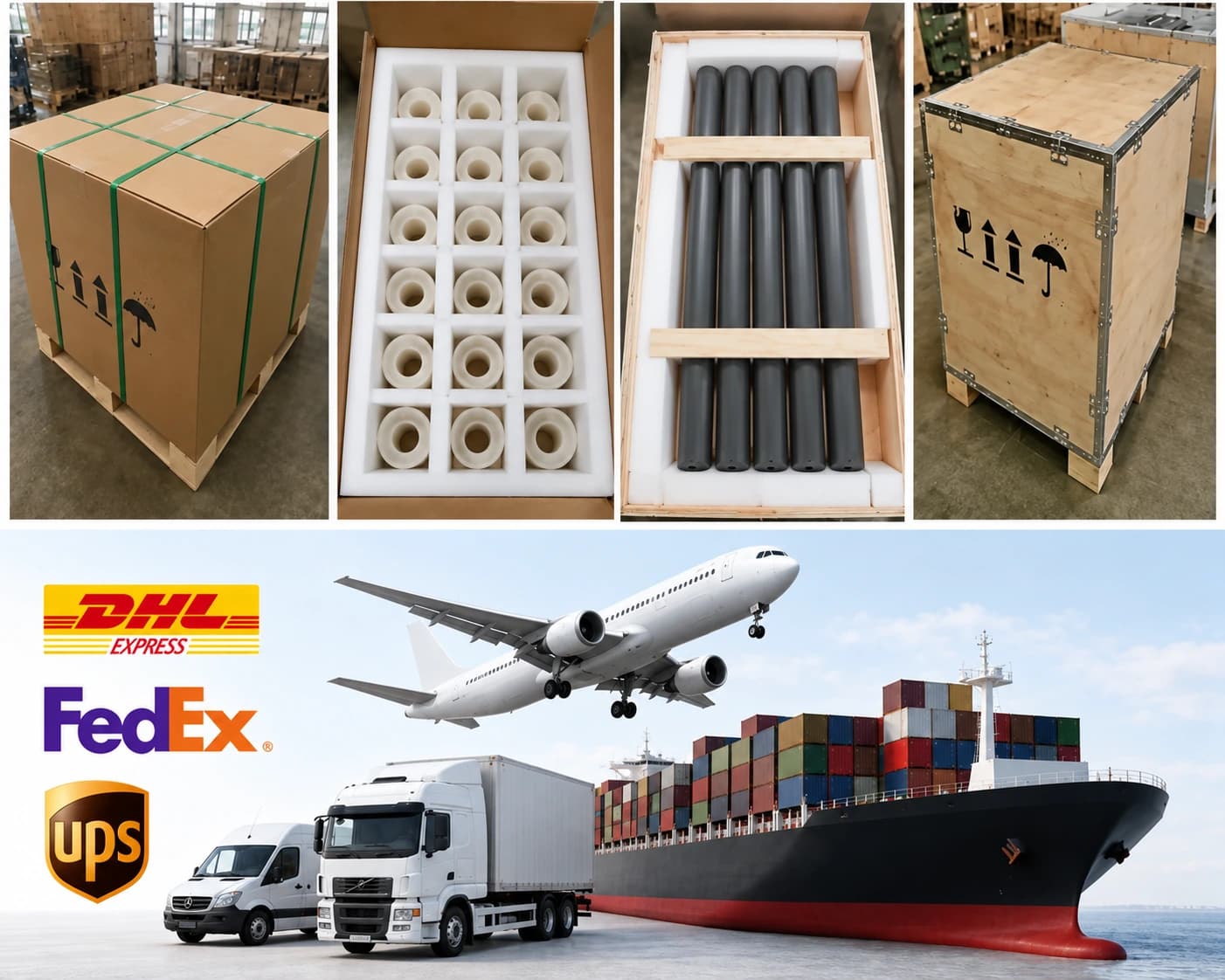 Protective ceramic component packaging and available international shipping methods