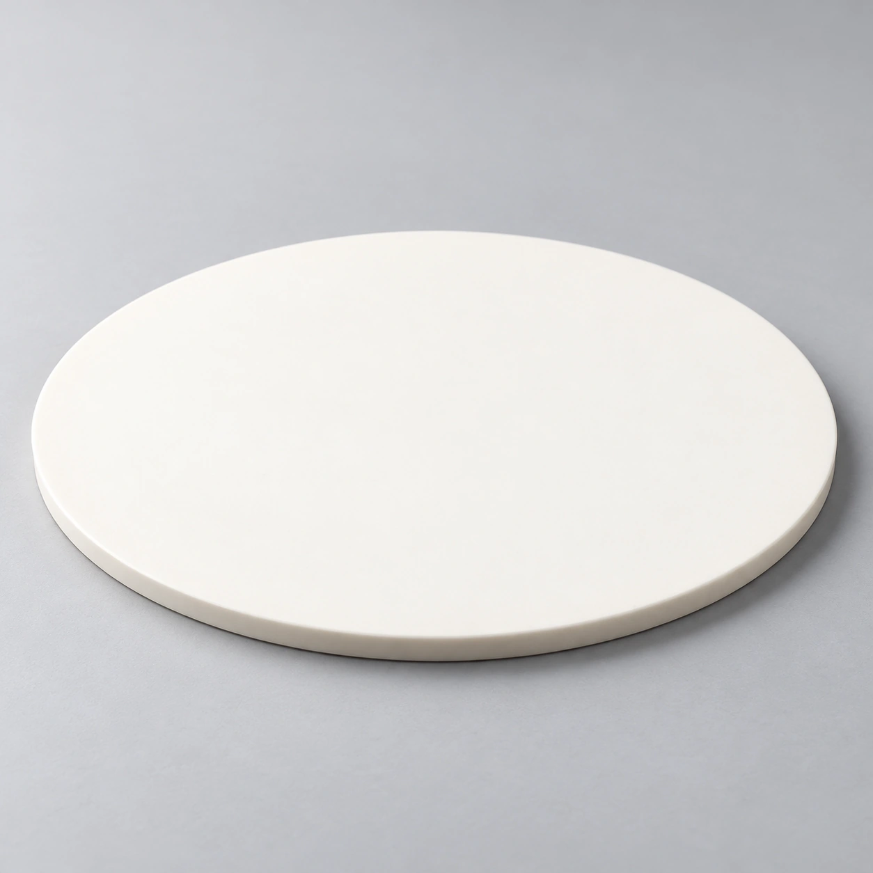 AI-generated concept of a flat alumina circular plate viewed at an angle
