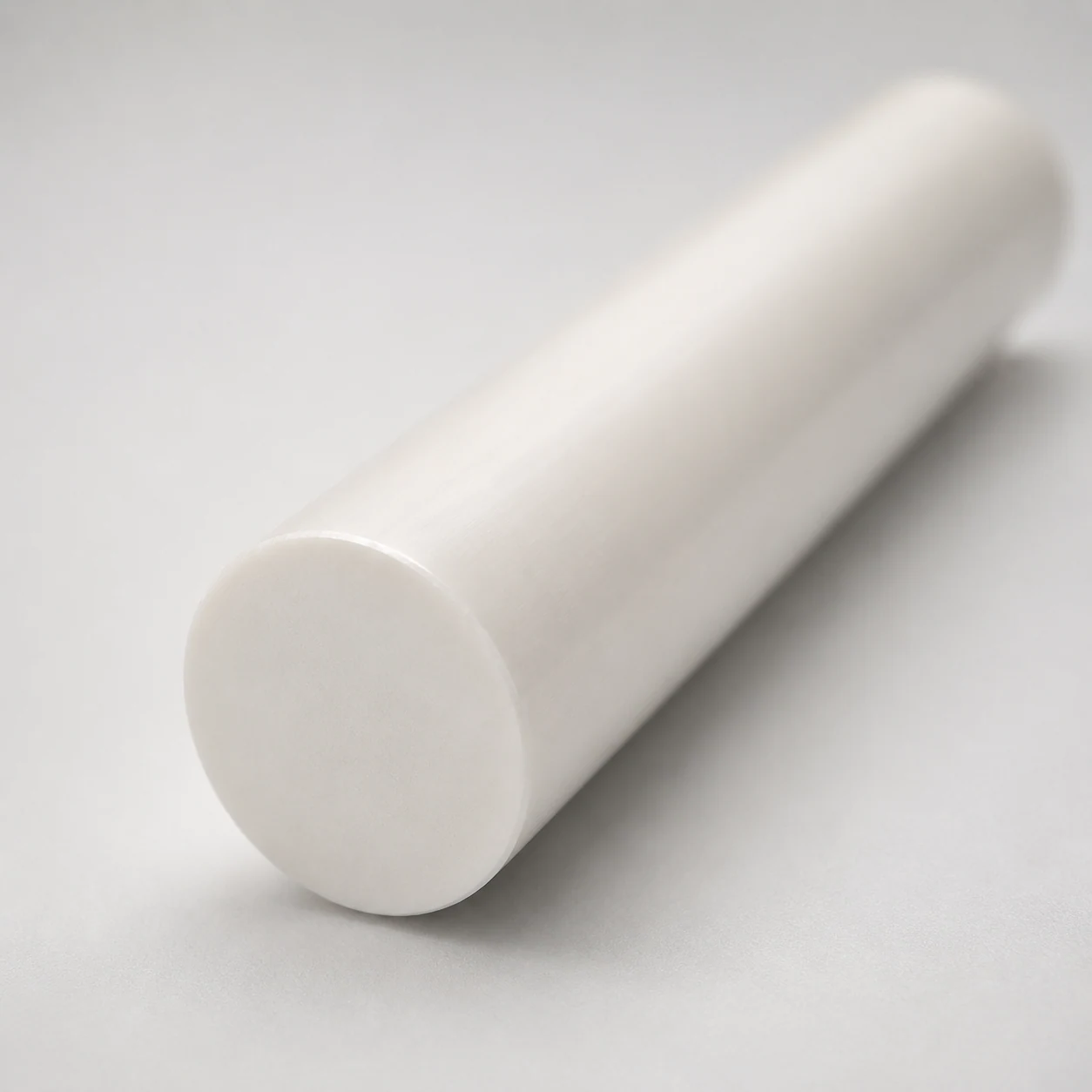 Close-up of a precision alumina ceramic shaft end