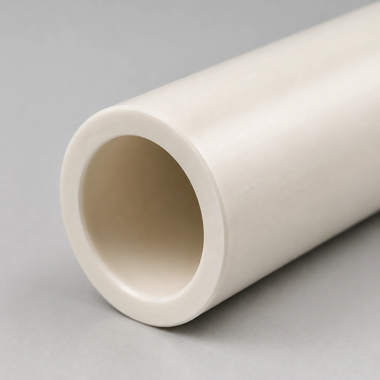Close-up of an alumina ceramic tube bore and wall