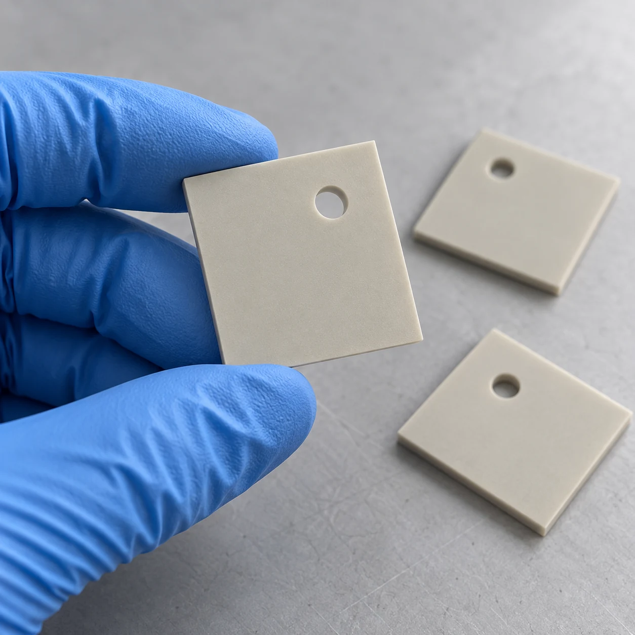 Aluminum nitride heat spreaders — hand-held view