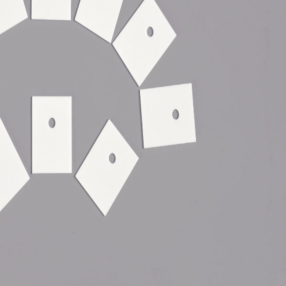 Detail view of alumina ceramic substrates with drilled holes