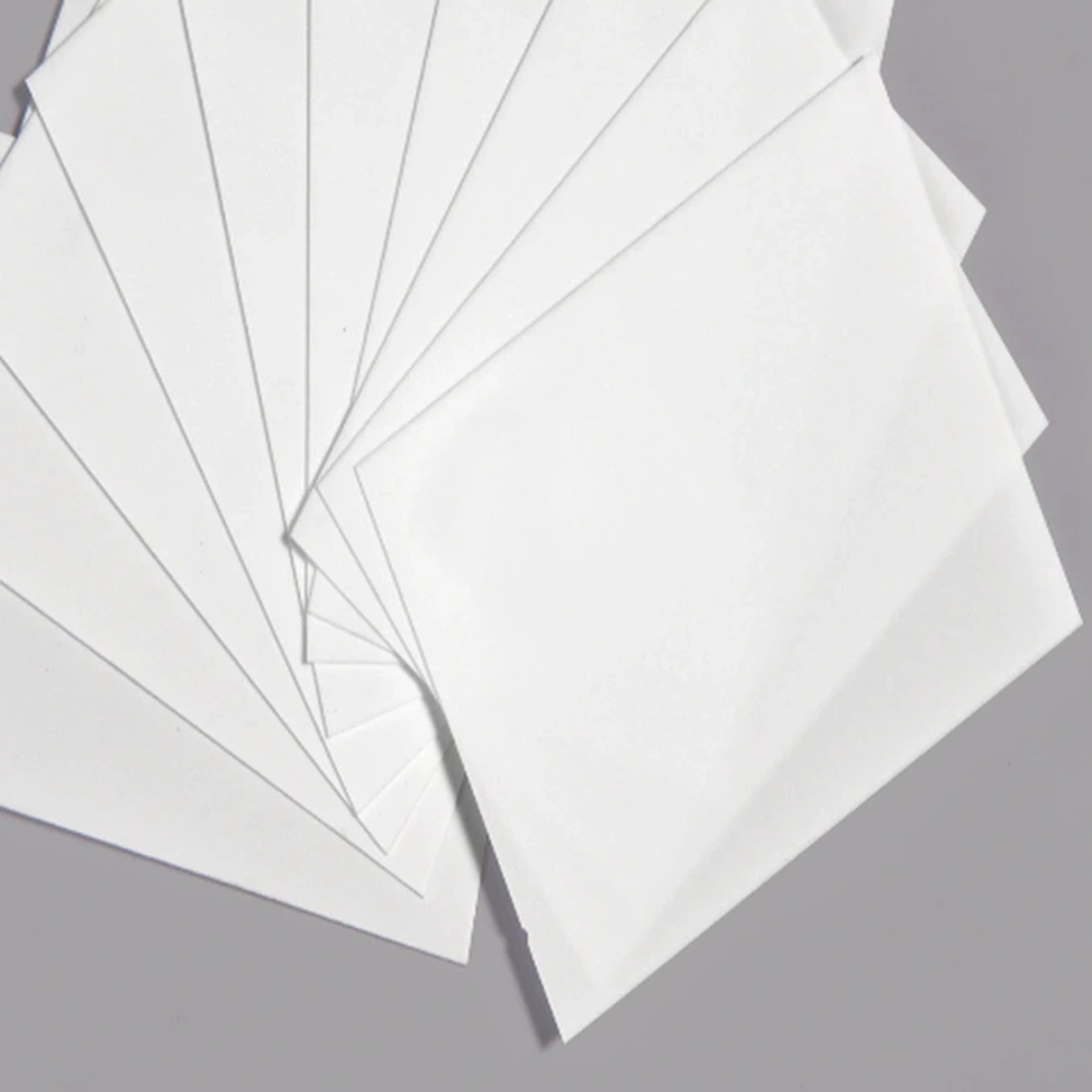 Detail view of thin bare alumina ceramic substrate sheets