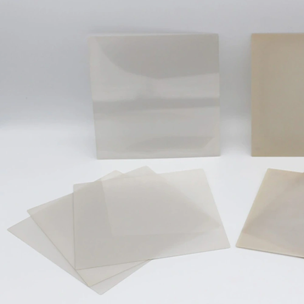 Detail view of alN ceramic sheets with reflective and matte surfaces