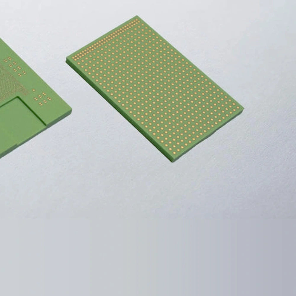 Detail view of lTCC glass-ceramic multilayer substrates with metallized pads