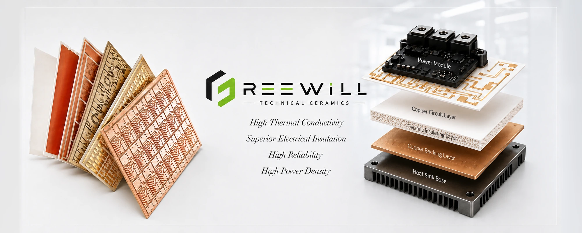 FreeWill Material ceramic substrates and power module thermal-management assembly