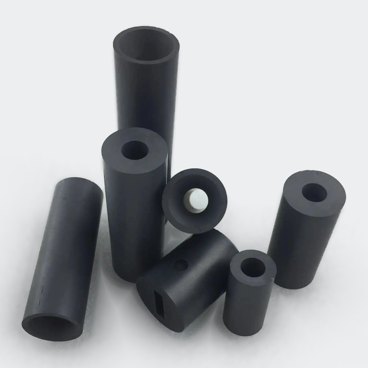 Silicon carbide tubes and stepped cylindrical components