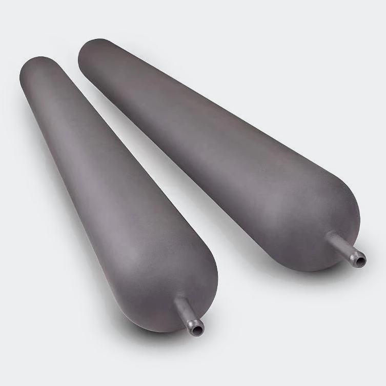 Two owner-photographed silicon carbide furnace tubes with formed ends and small connection openings