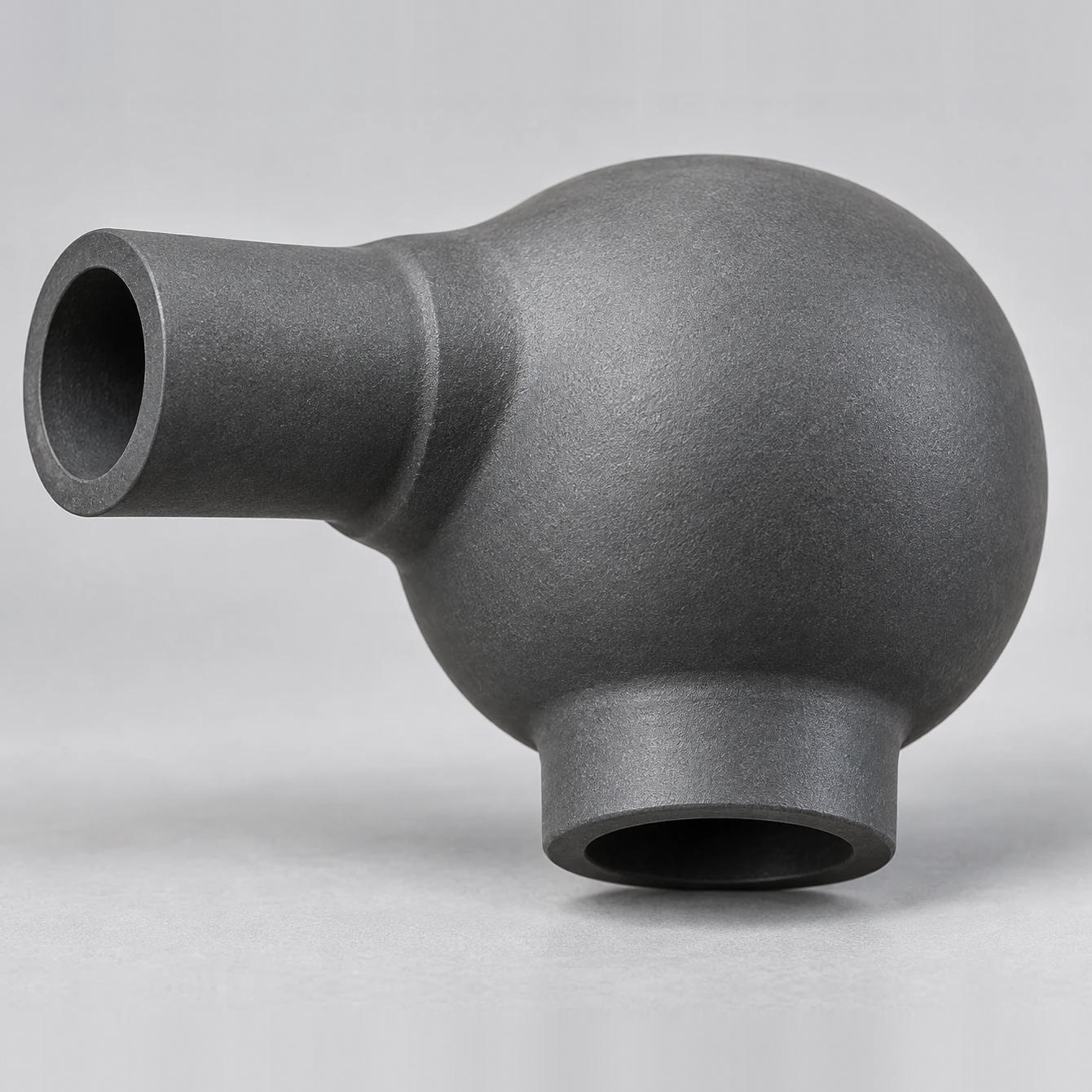 Independent conceptual view of a silicon carbide swirl-chamber spray-nozzle body and connection openings