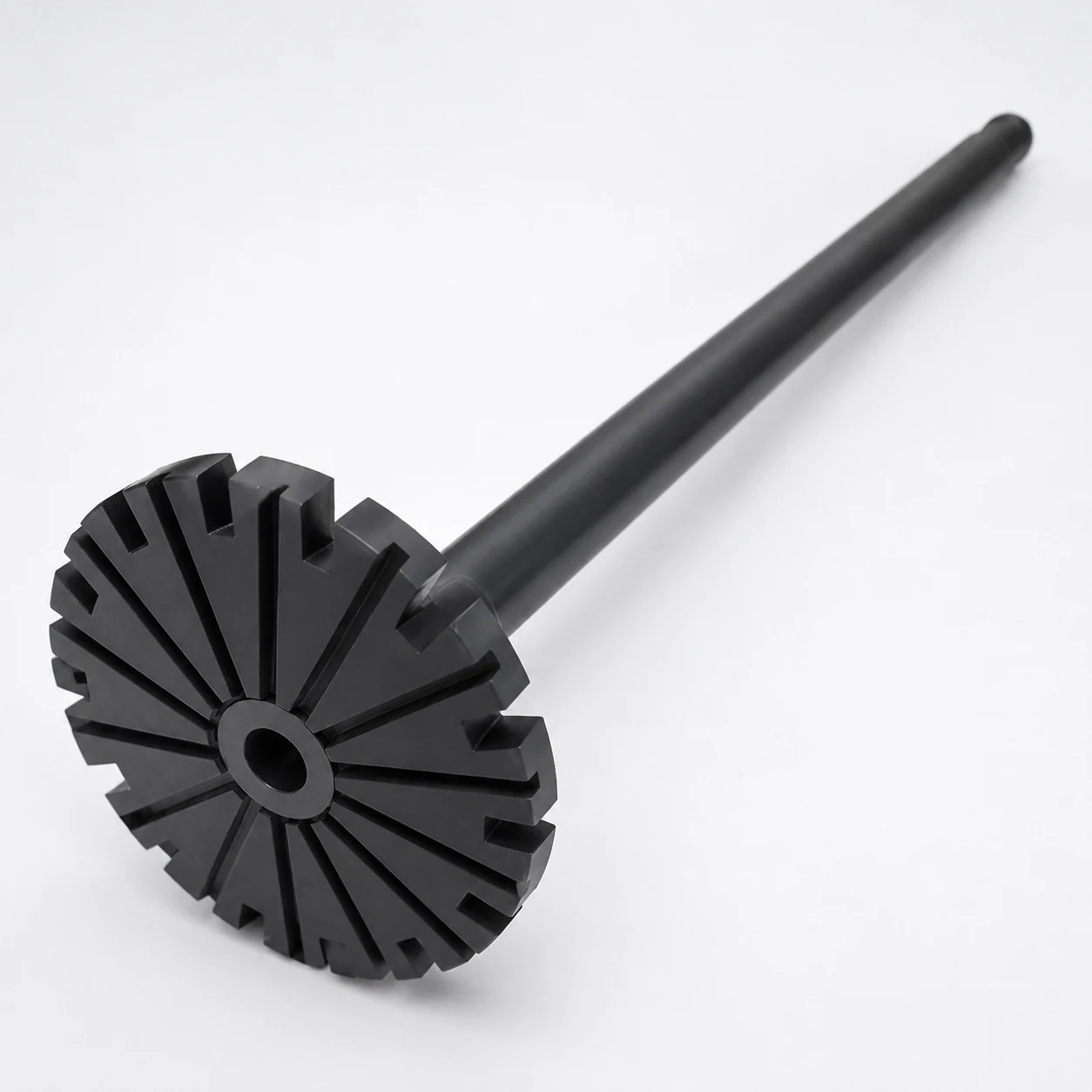 Silicon nitride degassing rotor shaft assembly with a radial vane rotor head
