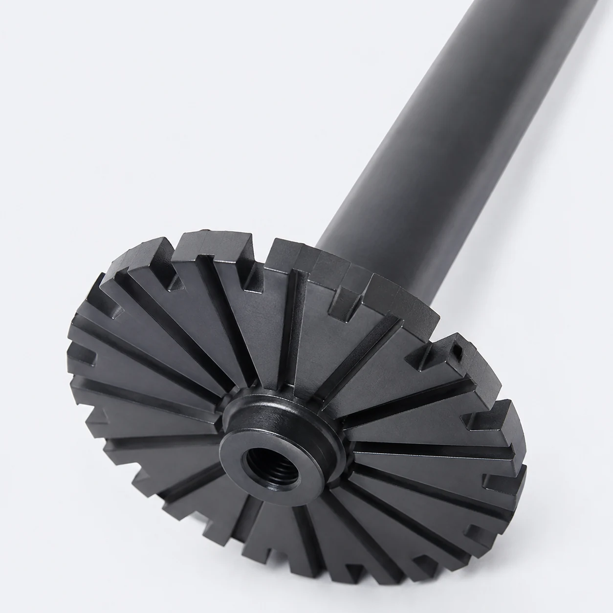 Close-up of a silicon nitride degassing rotor head and shaft interface