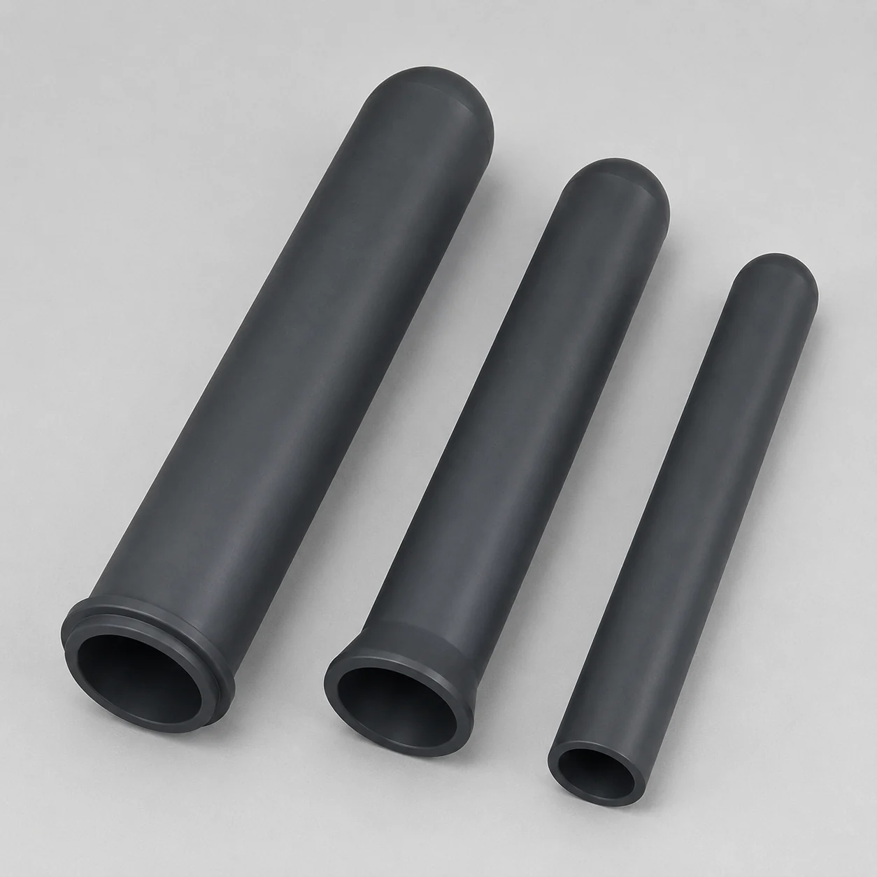 Three silicon nitride heater protection tubes in different diameters