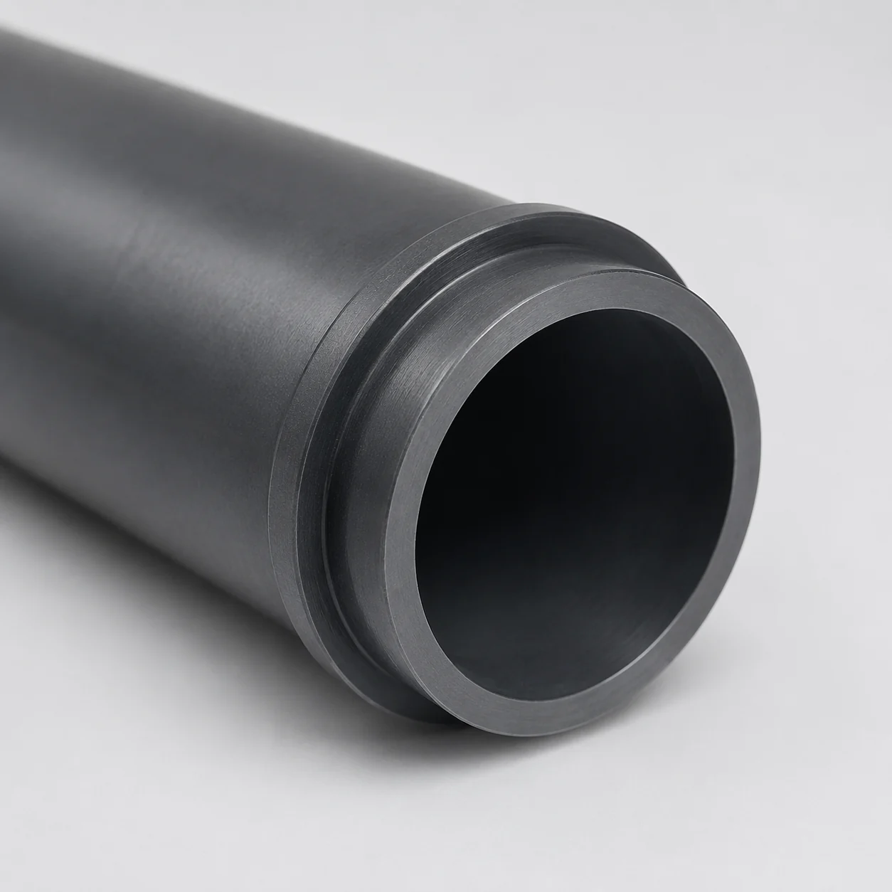 Close-up of the open mounting end of a silicon nitride heater protection tube