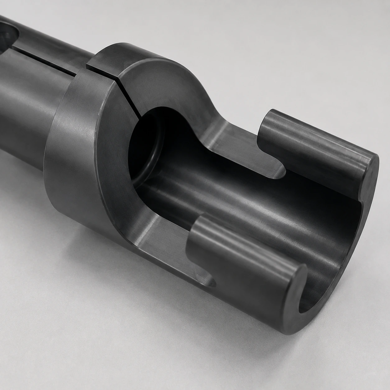Close-up of the open channel and stepped collar of a silicon nitride structural component