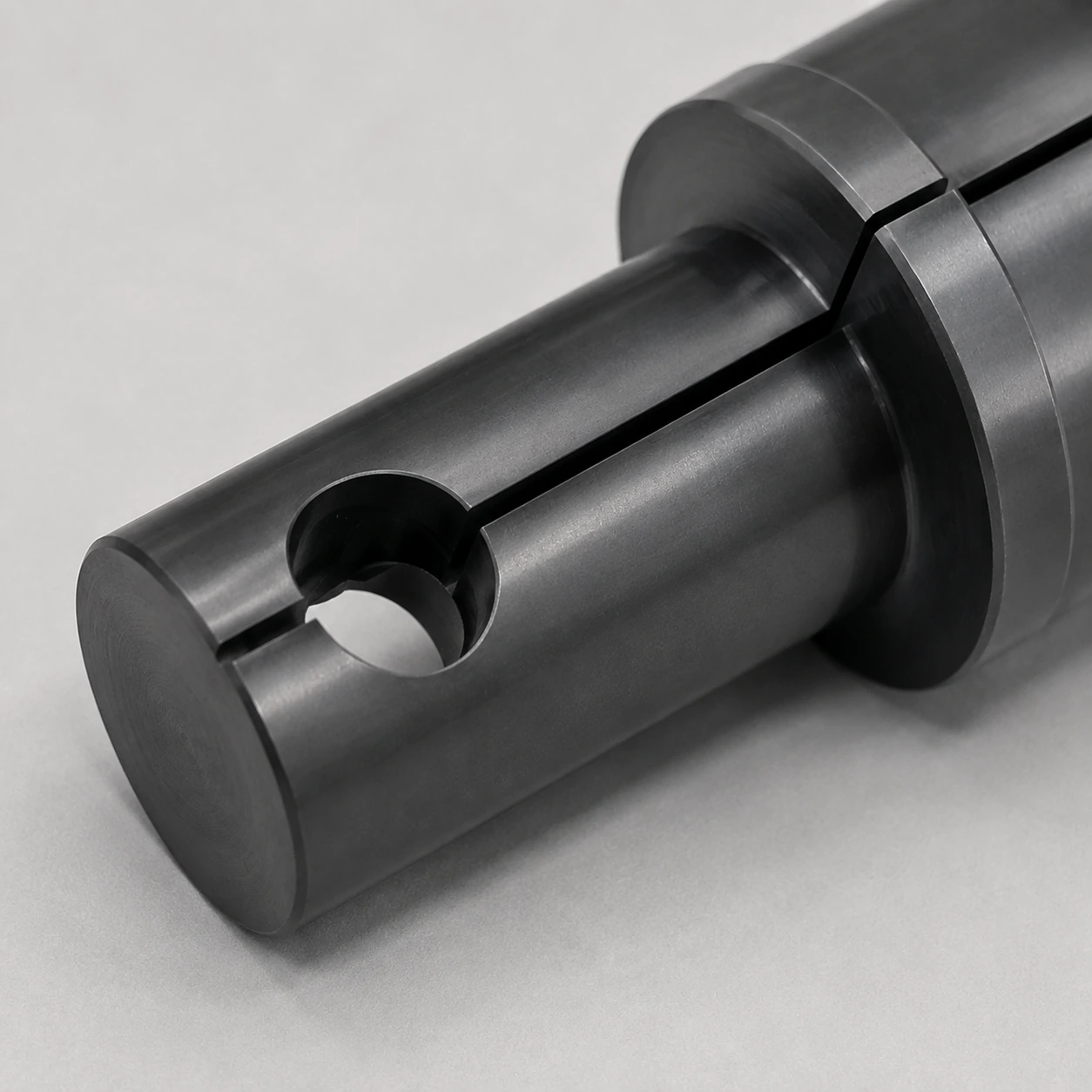 Close-up of the transverse hole and longitudinal slot of a silicon nitride structural component
